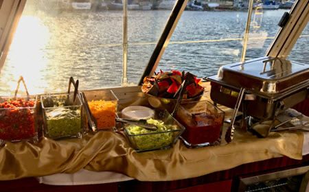 Food display on a luxury yacht